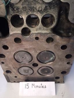 Cat cylinder head combustion face after fifteen minutes