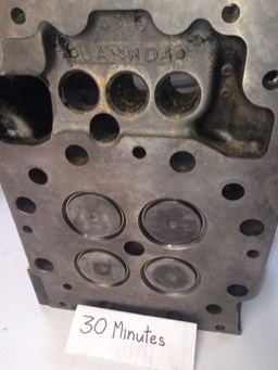 Cat cylinder head combustion face after thirty minutes