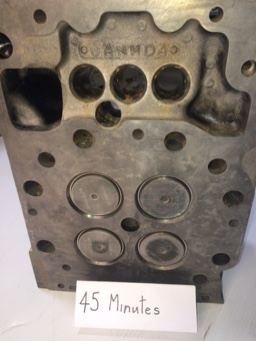Cat cylinder head combustion face after forty-five minutes