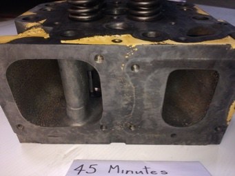 Cat cylinder head ports after forty-five minutes, port walls opening up