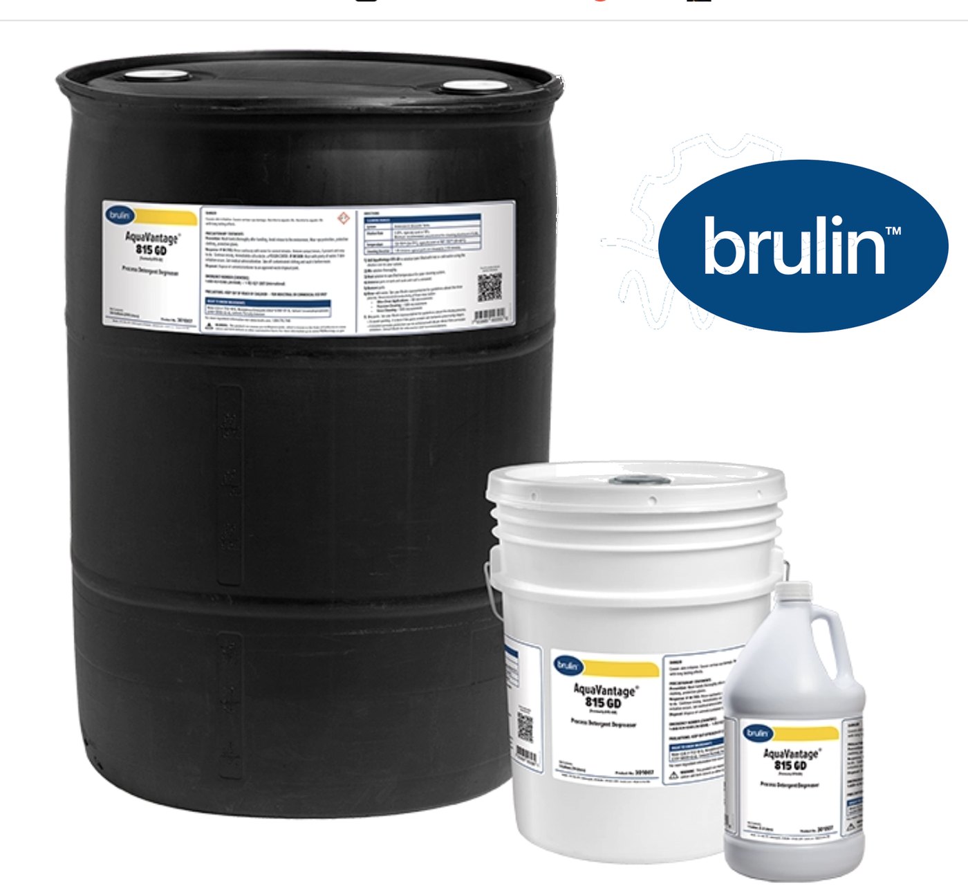 Brulin process chemistry range — drums, pails and bottles