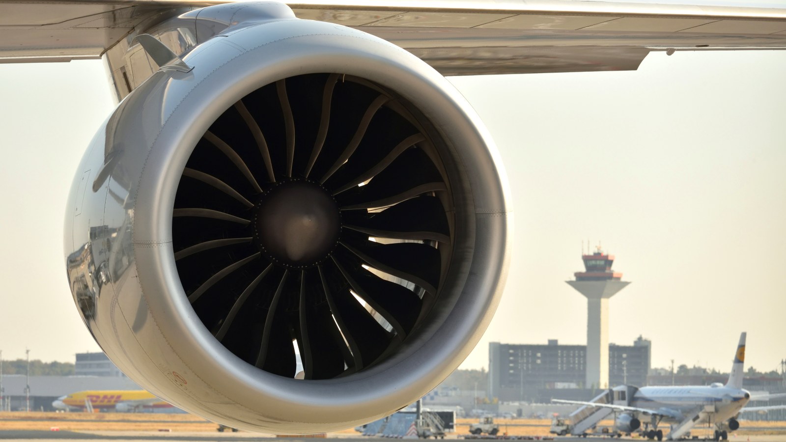 High-bypass turbofan engine on a commercial airliner