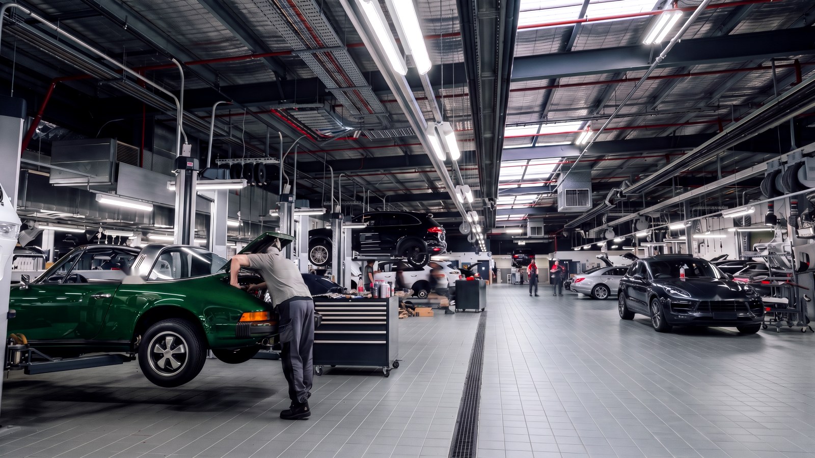 Prestige European car dealership service workshop
