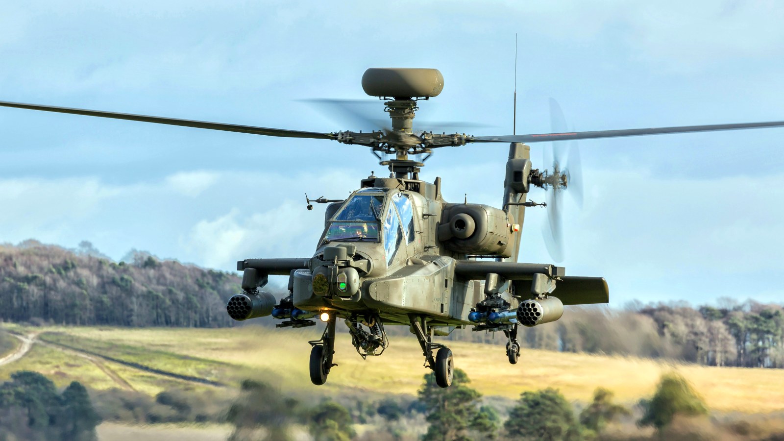 Attack helicopter in low-level flight