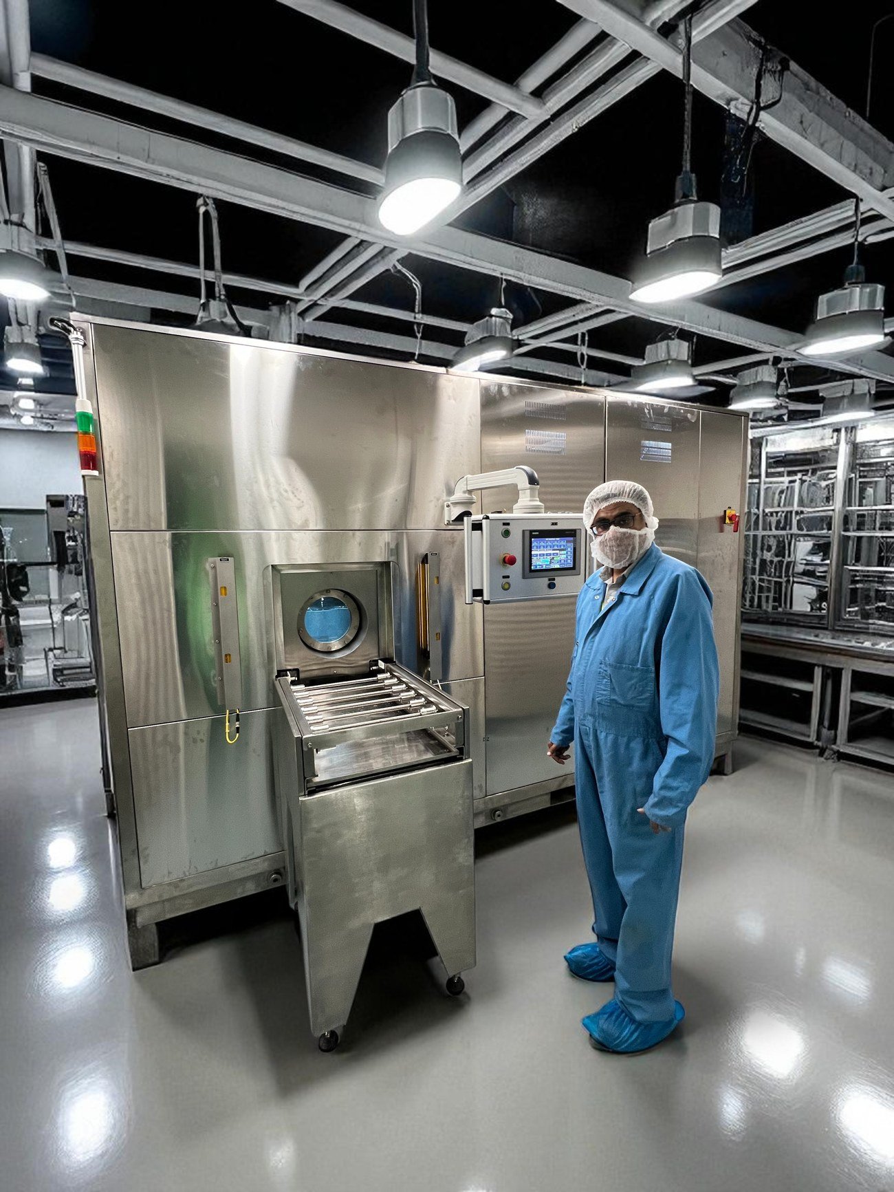 Multi-stage cleaning system installed in a pharmaceutical plant