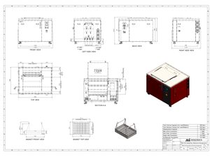 Misonics MSX 140 industrial ultrasonic cleaner — General arrangement drawing — rev B, dimensioned