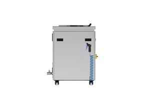 Misonics MSX 150 industrial ultrasonic cleaner — Left side — drain valve and services