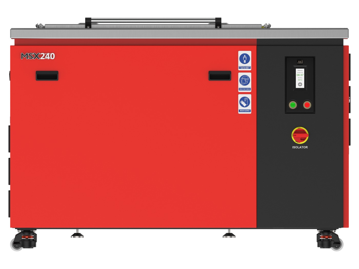 Misonics MSX 240 industrial ultrasonic cleaner — Front elevation