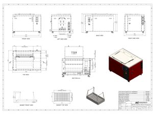 Misonics MSX 240 industrial ultrasonic cleaner — General arrangement drawing — rev C, dimensioned