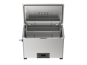 Misonics MSX 30 industrial ultrasonic cleaner — Lid open — three-quarter view