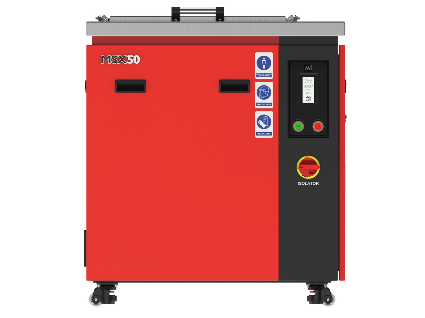 Misonics MSX 50 industrial ultrasonic cleaner — Front elevation