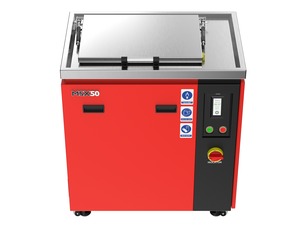 Misonics MSX 50 industrial ultrasonic cleaner — Lid closed — three-quarter view
