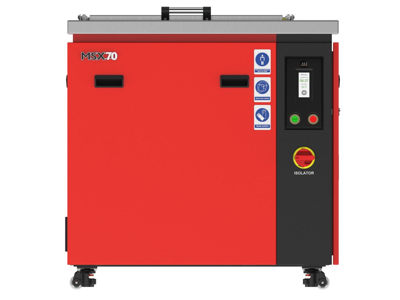 Misonics MSX 70 industrial ultrasonic cleaner — Front elevation