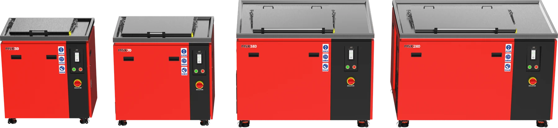 Misonics MSX floor-standing ultrasonic cleaners side by side