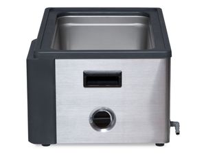 Misonics PowerSonic 610 benchtop ultrasonic cleaner — Rear drain valve, side view