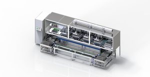 Misonics SonoLine automated ultrasonic cleaning line — Enclosed line configuration — render