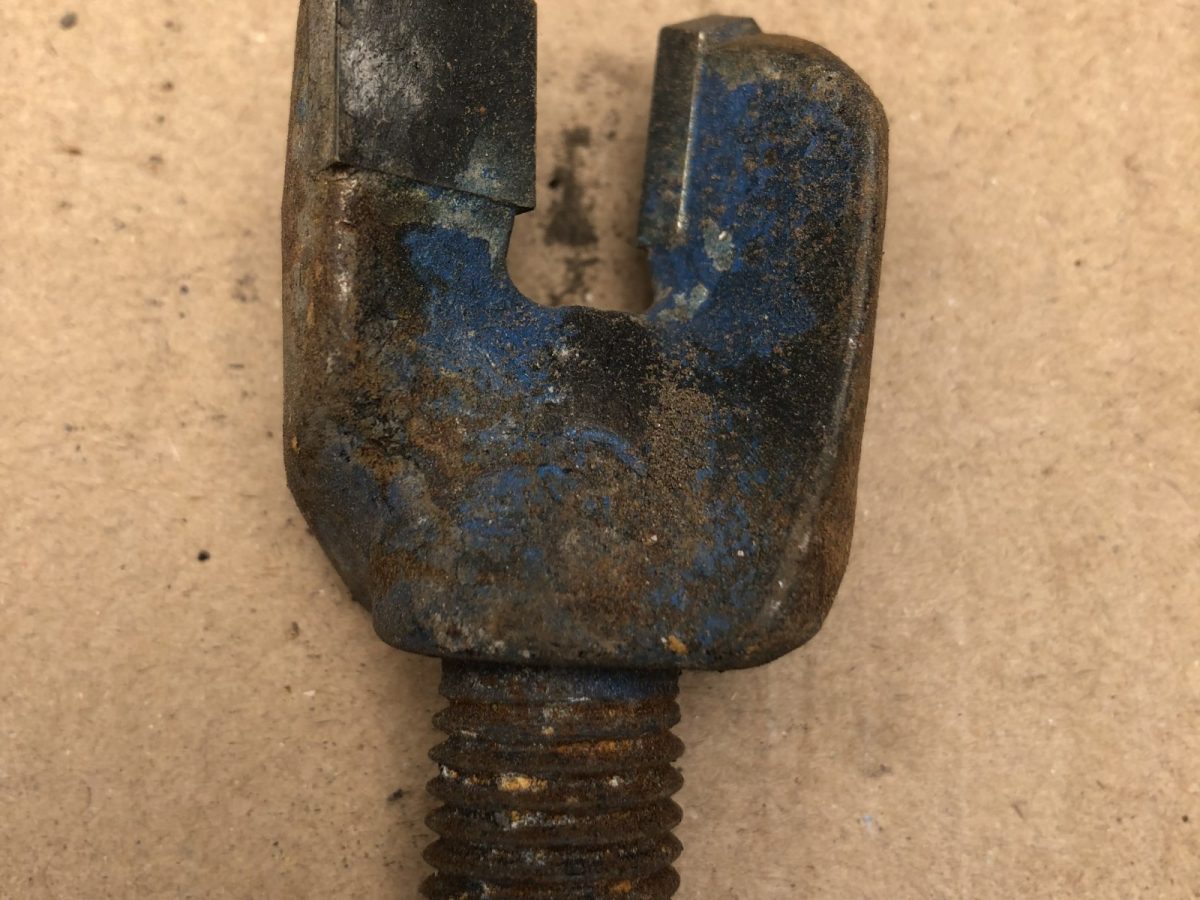 Drill pick holder, as recovered — before and after ultrasonic cleaning — as received
