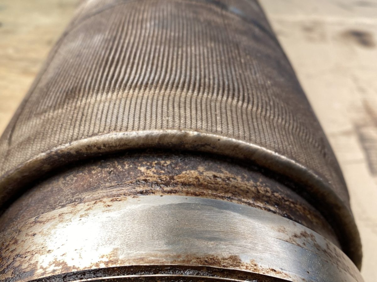 Wedge wire filter element blinded, flange rusted