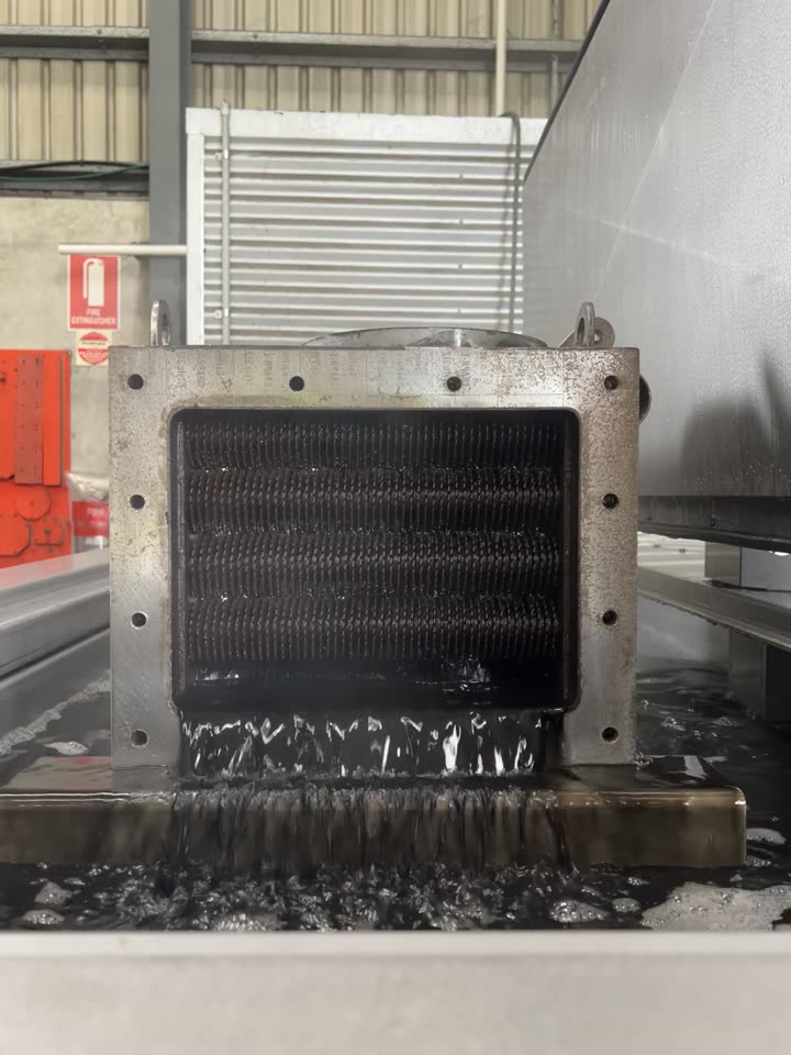 A fouled cooler core surfacing from an UltraTechno 1300 bath