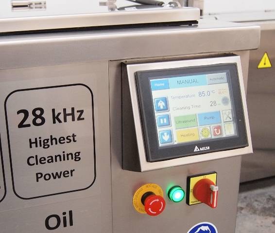 UltraTecno seven-inch colour touch screen control panel on the front of the machine