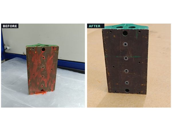 Before and after — press block