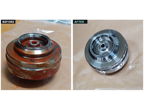 Before and after — pump rotor