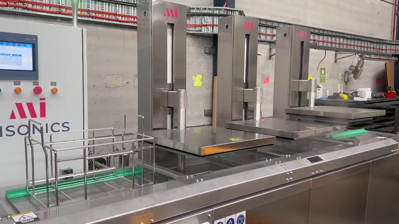 A Misonics custom-built multi-stage ultrasonic line during commissioning